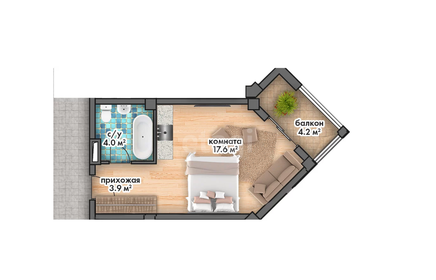 23 м², апартаменты-студия 2 100 000 ₽ - изображение 61