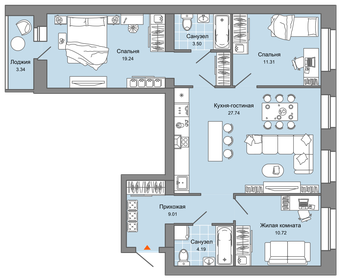 109,8 м², 4-комнатная квартира 12 000 000 ₽ - изображение 153