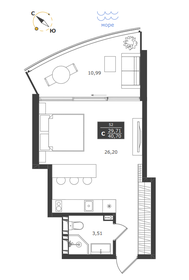 Квартира 40,7 м², студия - изображение 1