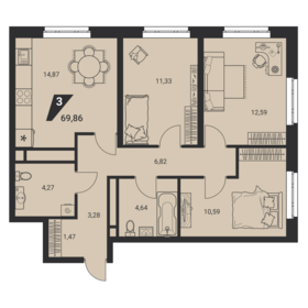 62,9 м², 3-комнатная квартира 7 600 000 ₽ - изображение 39