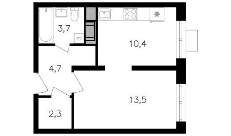 Квартира 34,8 м², студия - изображение 1