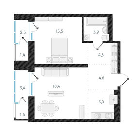 52,2 м², 2-комнатная квартира 6 900 000 ₽ - изображение 71