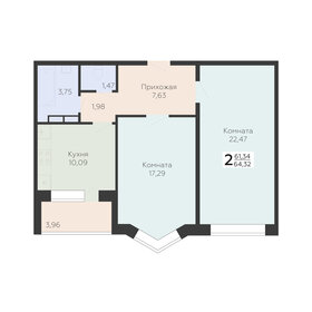 62,3 м², 2-комнатная квартира 5 681 760 ₽ - изображение 70