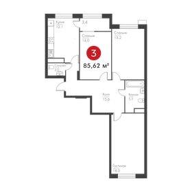 Квартира 85,6 м², 3-комнатная - изображение 1