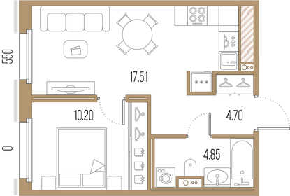 43,5 м², 1-комнатная квартира 16 922 872 ₽ - изображение 7