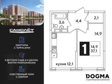 Квартира 37,1 м², 1-комнатная - изображение 1