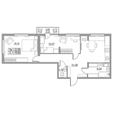 Квартира 70,7 м², 3-комнатная - изображение 2