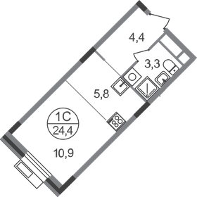 Квартира 24,4 м², студия - изображение 1