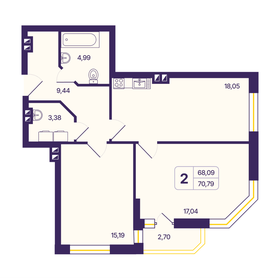 70,8 м², 2-комнатная квартира 7 790 000 ₽ - изображение 61