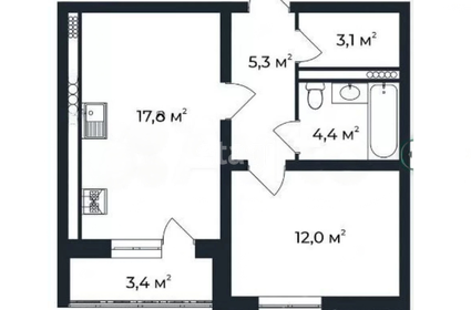 Квартира 46 м², 1-комнатная - изображение 1