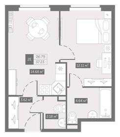 Квартира 37,2 м², 1-комнатные - изображение 1