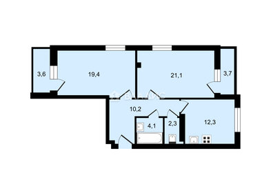 Квартира 69,4 м², 2-комнатная - изображение 2