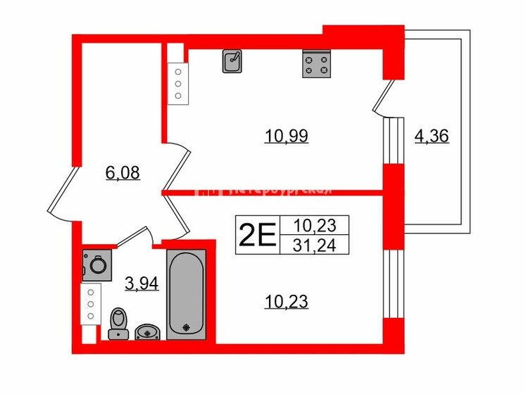 31,2 м², 1-комнатная квартира 5 200 000 ₽ - изображение 1