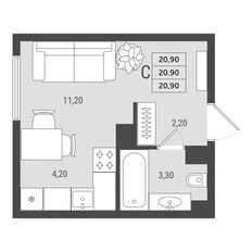 Квартира 20,9 м², студия - изображение 2