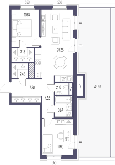 70,9 м², 2-комнатная квартира 31 219 956 ₽ - изображение 1