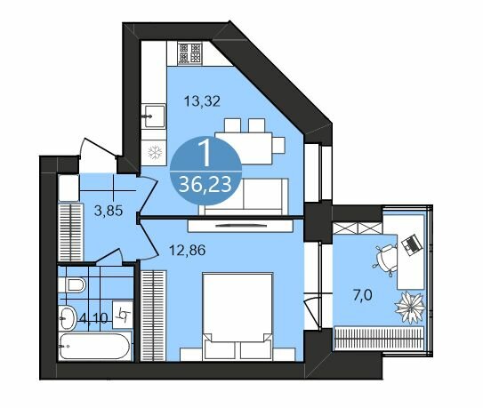 36,2 м², 1-комнатная квартира 4 132 200 ₽ - изображение 1