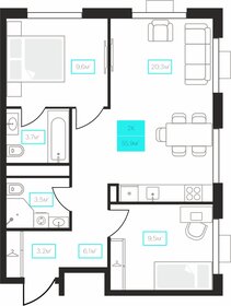 55 м², 2-комнатная квартира 6 600 000 ₽ - изображение 49