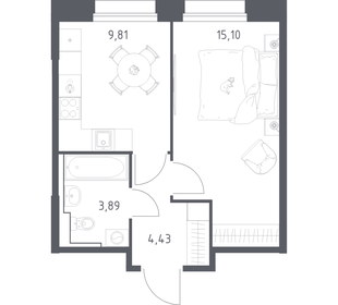 Квартира 33,2 м², 1-комнатная - изображение 1