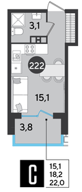 22 м², квартира-студия 4 382 400 ₽ - изображение 55