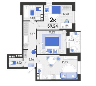 59,5 м², 4-комнатная квартира 4 800 000 ₽ - изображение 22