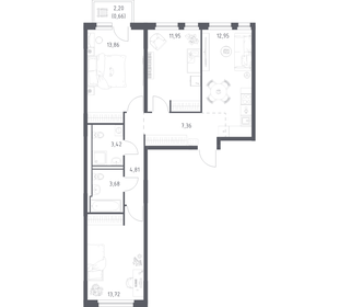 Квартира 72,4 м², 3-комнатная - изображение 1