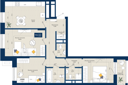 91 м², 3-комнатная квартира 23 000 000 ₽ - изображение 50