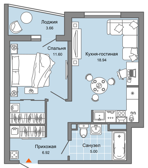 44 м², 2-комнатная квартира 5 186 359 ₽ - изображение 1