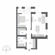 Квартира 56,4 м², 2-комнатная - изображение 3