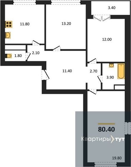 80,4 м², 3-комнатная квартира 8 424 954 ₽ - изображение 16