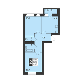 Квартира 65,3 м², 2-комнатная - изображение 1