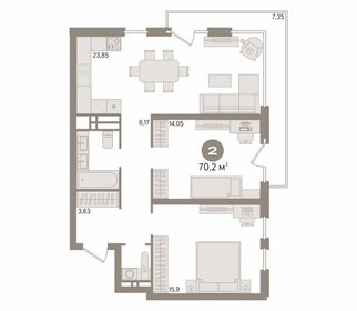 Квартира 70,2 м², 2-комнатная - изображение 1