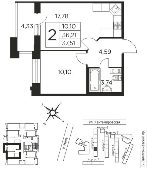 36,2 м², 1-комнатная квартира 12 416 000 ₽ - изображение 15