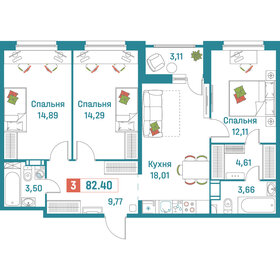 82,3 м², 3-комнатная квартира 15 937 636 ₽ - изображение 16