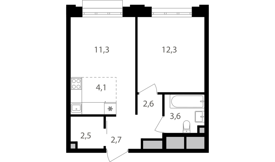 39,1 м², 2-комнатная квартира 14 596 030 ₽ - изображение 1