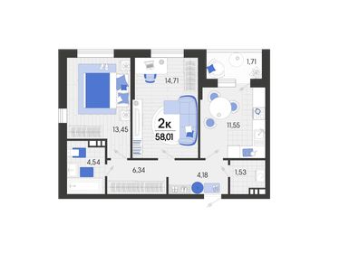 42,6 м², 2-комнатная квартира 6 770 220 ₽ - изображение 16