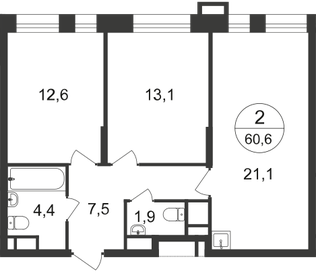 57,4 м², 2-комнатная квартира 13 600 000 ₽ - изображение 108