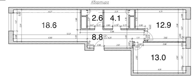 Квартира 60,5 м², 3-комнатная - изображение 1