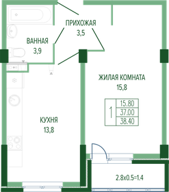 44,3 м², 1-комнатная квартира 8 800 000 ₽ - изображение 34