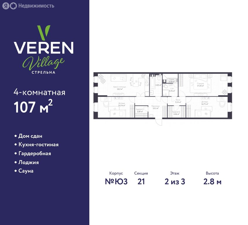 Варианты планировок ЖК VEREN VILLAGE стрельна - планировка 10