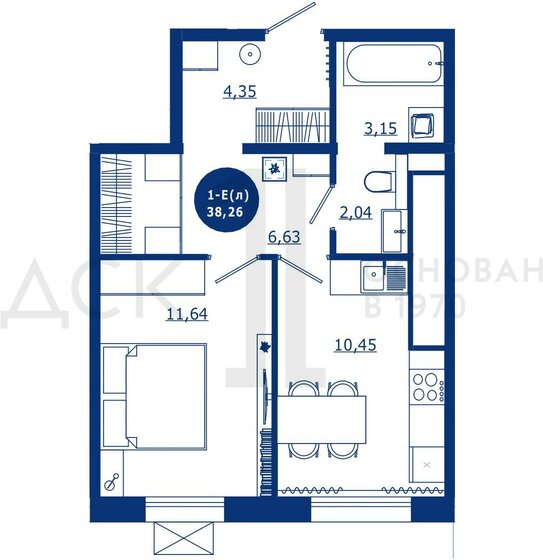 38,3 м², 1-комнатная квартира 6 050 000 ₽ - изображение 1