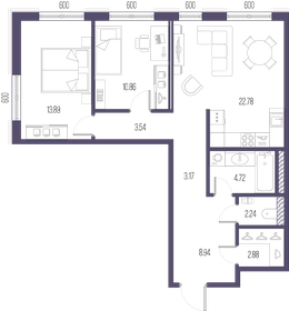 Квартира 73 м², 2-комнатная - изображение 1