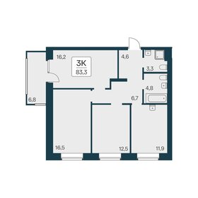 Квартира 83,3 м², 3-комнатная - изображение 1
