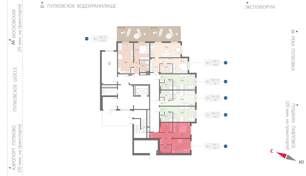 38,4 м², 1-комнатная квартира 8 136 960 ₽ - изображение 32