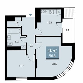 Квартира 58,7 м², 2-комнатная - изображение 1