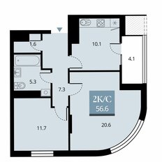 Квартира 58,7 м², 2-комнатная - изображение 2