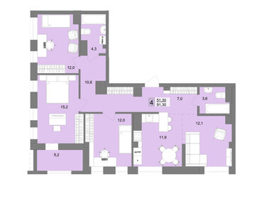 Квартира 91,3 м², 4-комнатная - изображение 1
