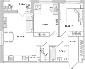 60,7 м², 2-комнатная квартира 8 350 000 ₽ - изображение 57