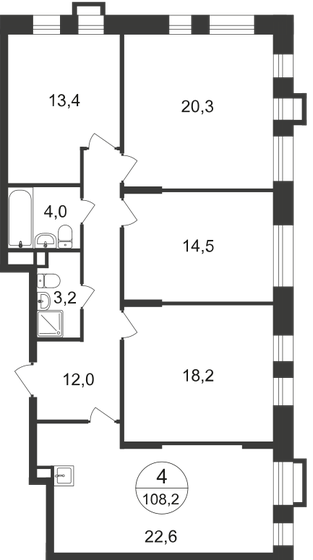 108,2 м², 4-комнатная квартира 21 907 802 ₽ - изображение 1