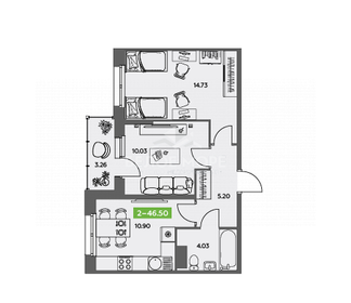 46,8 м², 2-комнатная квартира 5 813 364 ₽ - изображение 49