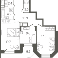 Квартира 72,7 м², 2-комнатная - изображение 2